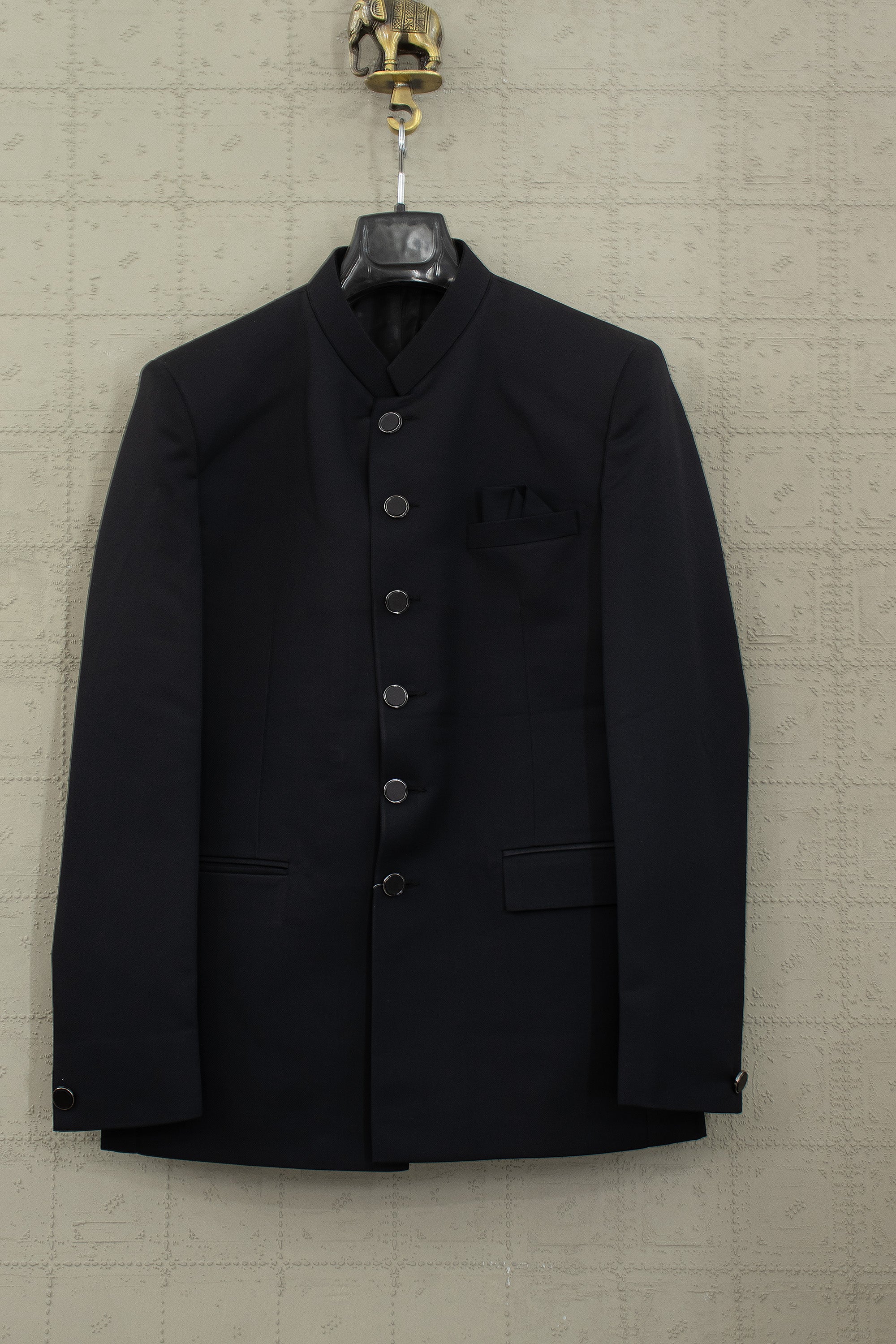 Timeless Black Wool Jodhpuri Suit Tailored Fit | Palkhi Fashion
