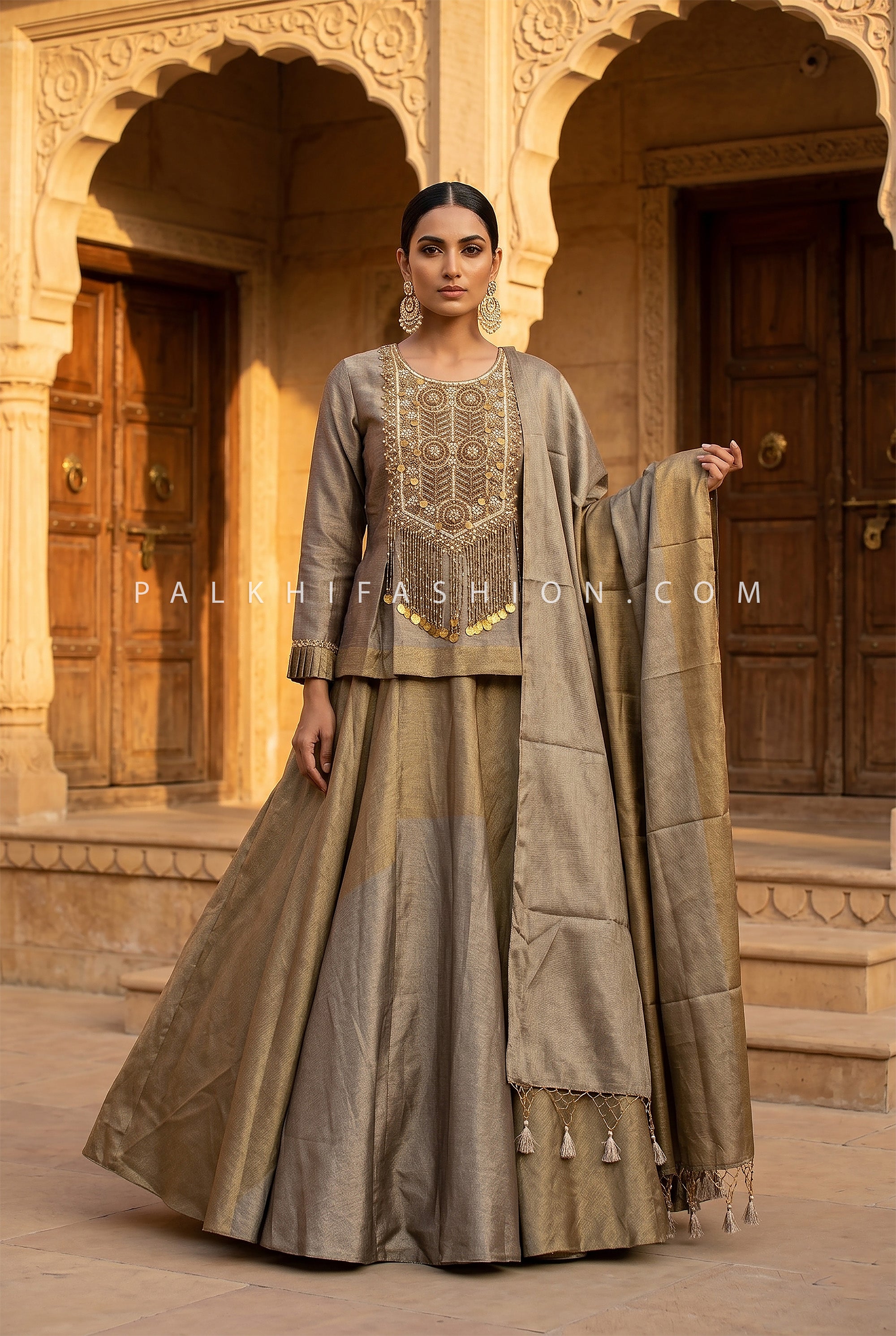 Designer Pure Silk Lehenga Choli with Embroidered Blouse | Palkhi Fashion