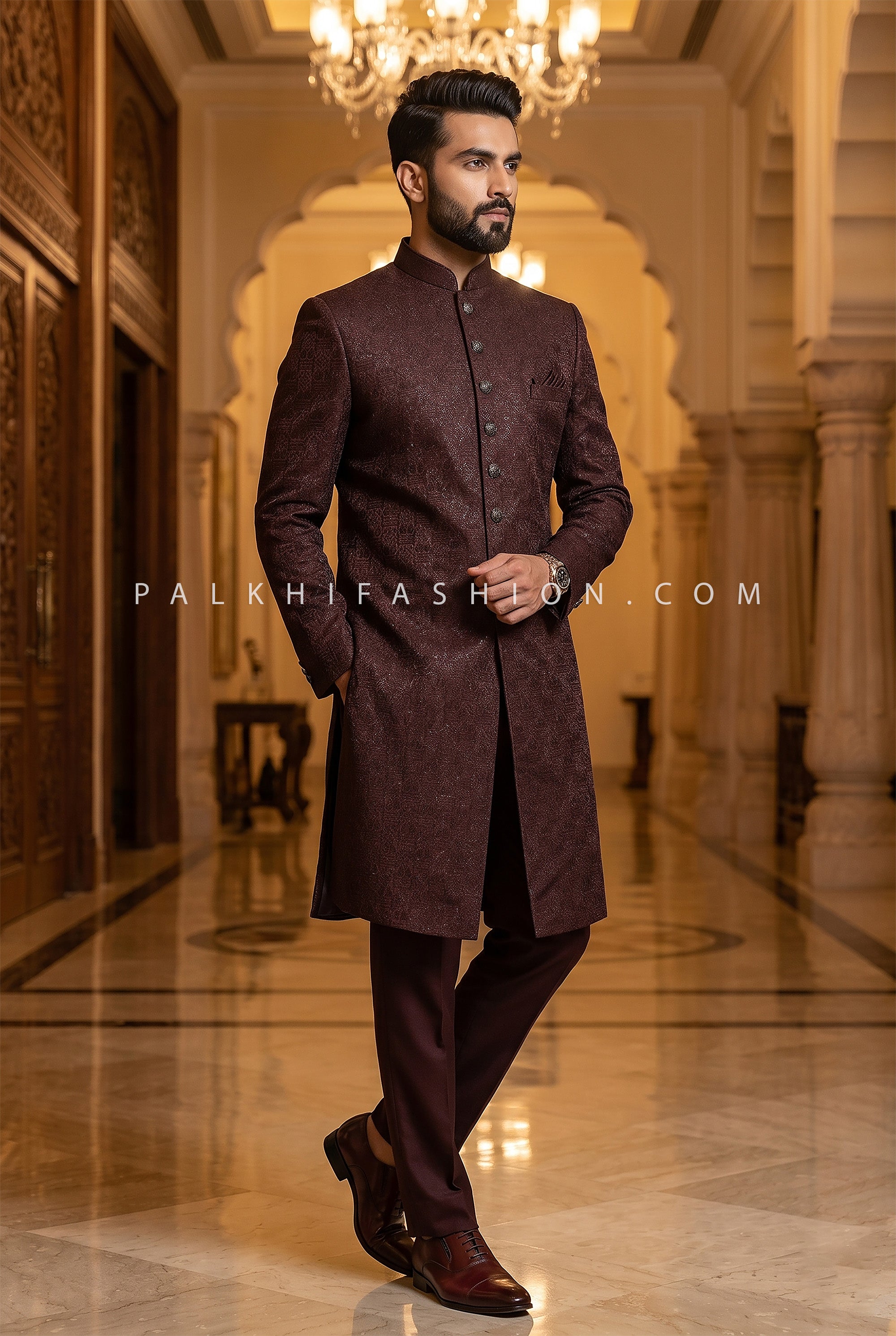 Refined Luxe - Timeless Indo Western Set with Jacquard Texture – Palkhi Fashion