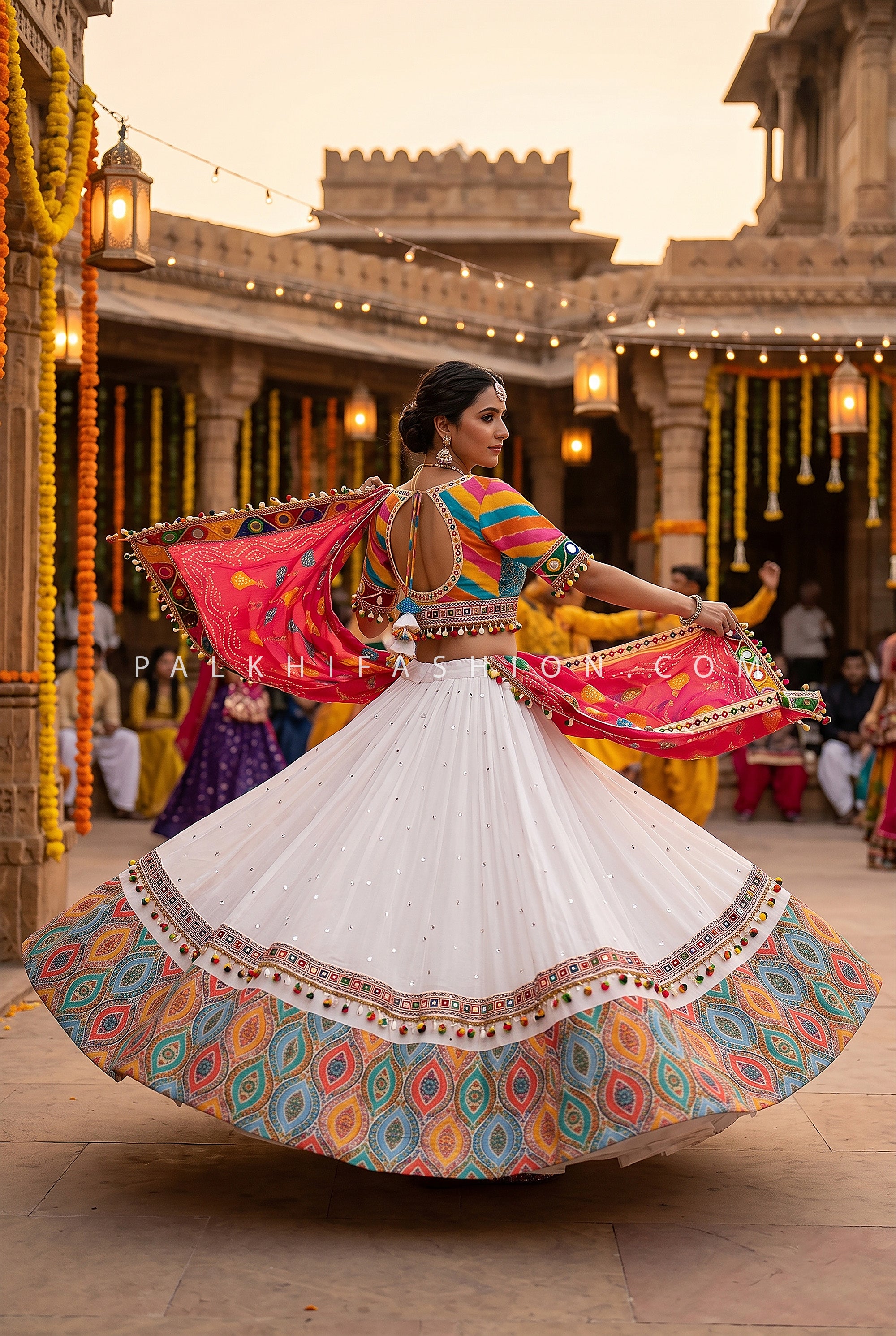 Color Carnival – Designer Multicolor Navratri Chaniya Choli with Stunning Dupatta | Palkhi Fashion