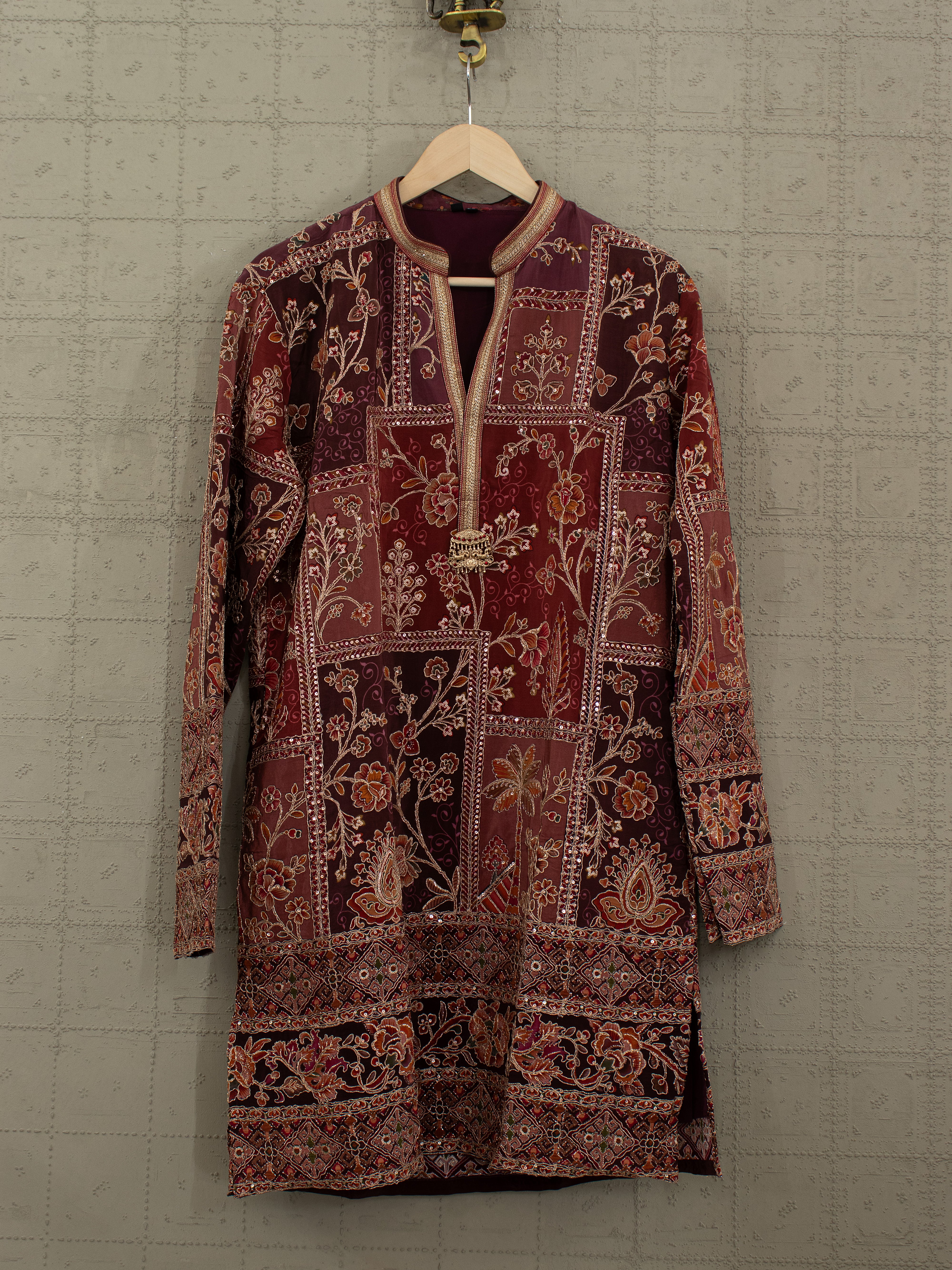 Regal Crimson | Designer Maroon Silk Blend Kurta with Korean Pants | Palkhi Fashion