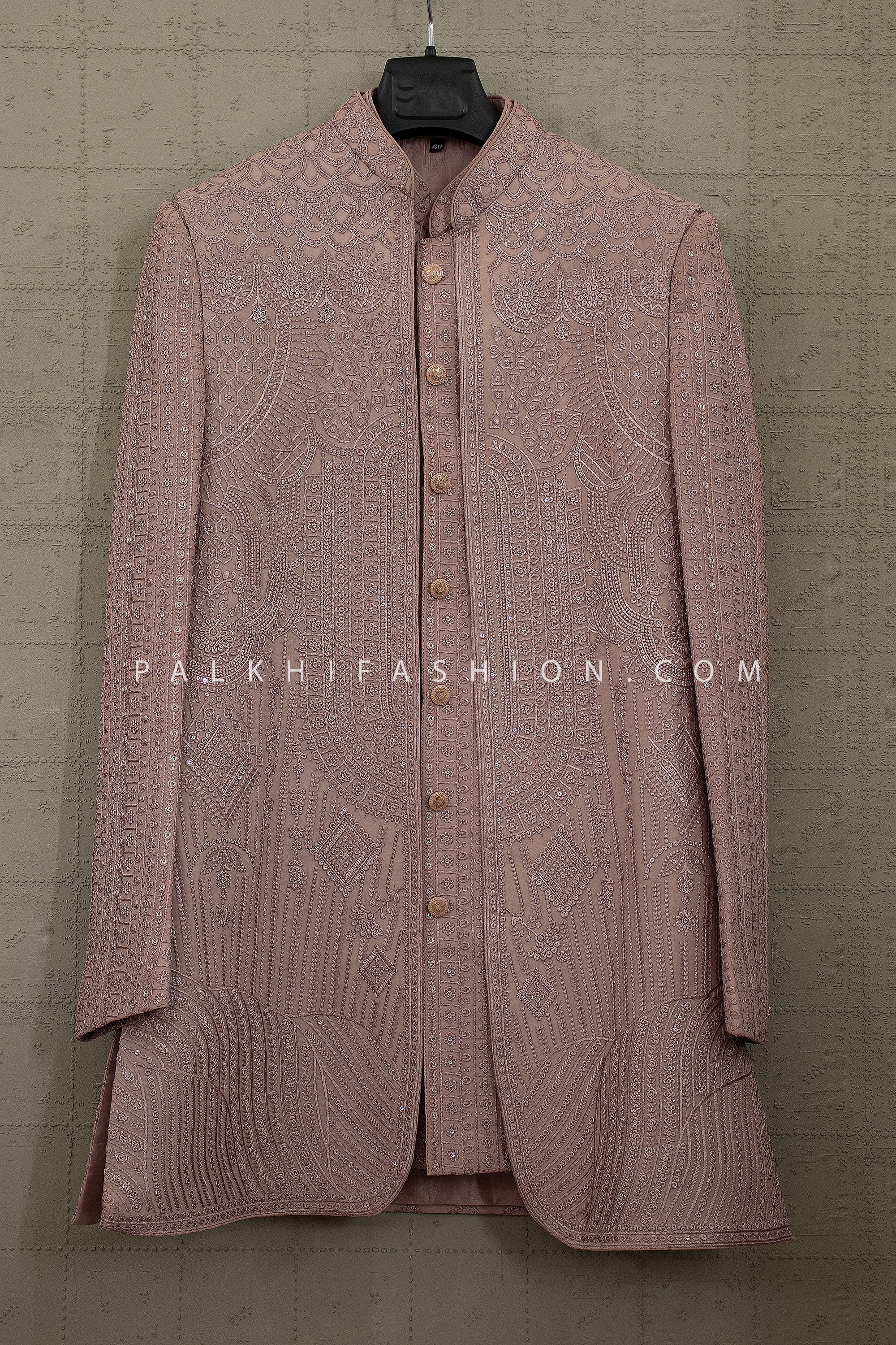 Royal Mauve Designer Semi Indo with Embroidered Sleeveless Jacket | Palkhi Fashion