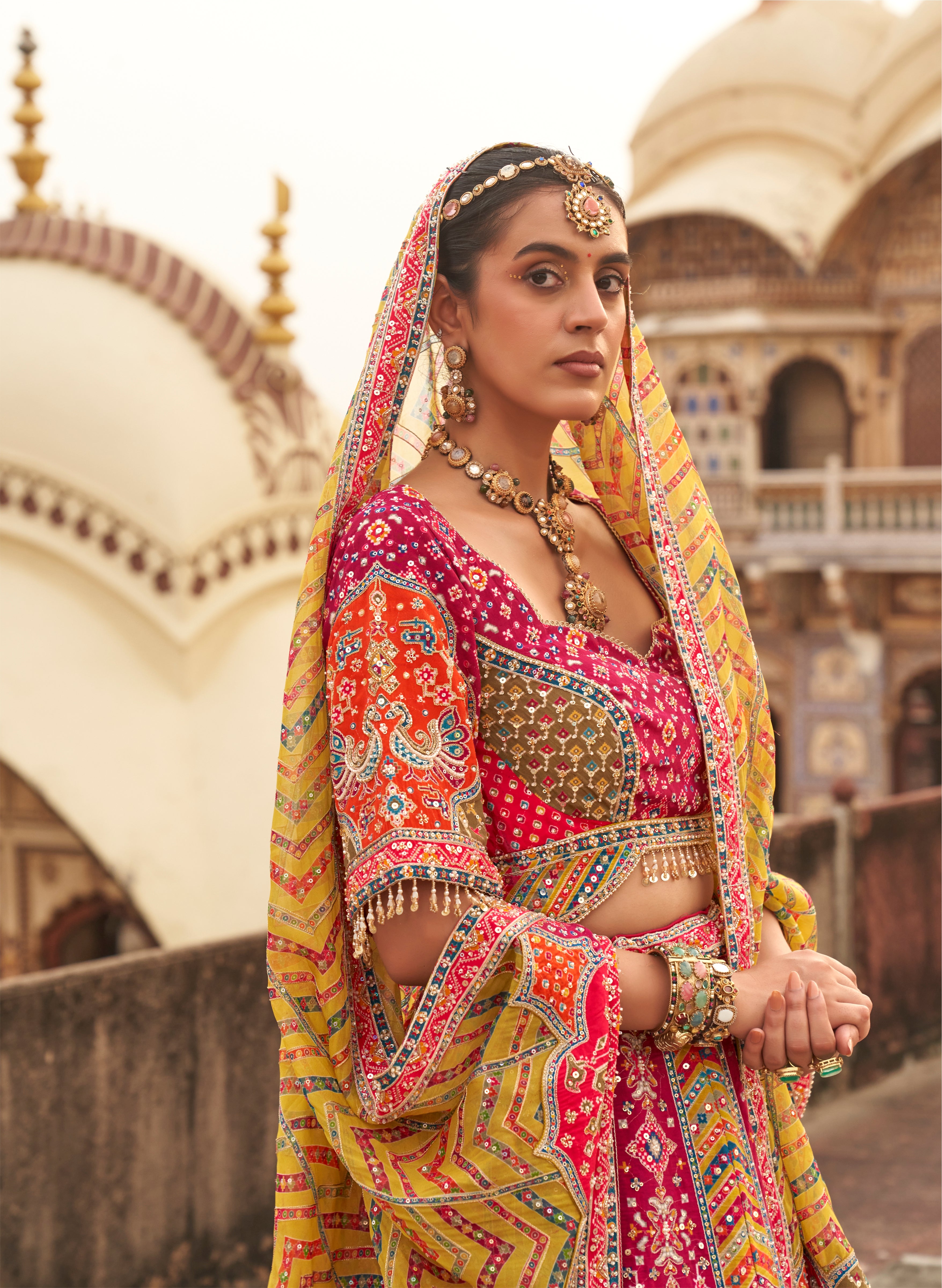 Traditional Hand Embellished Patola Silk Lehenga Set | Palkhi Fashion