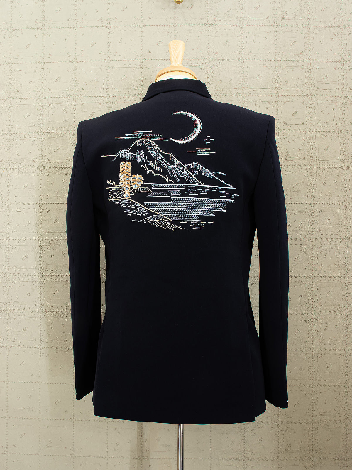 Regal After Dark | Navy Blue Embroidered After Party Jacket Set | Palkhi Fashion