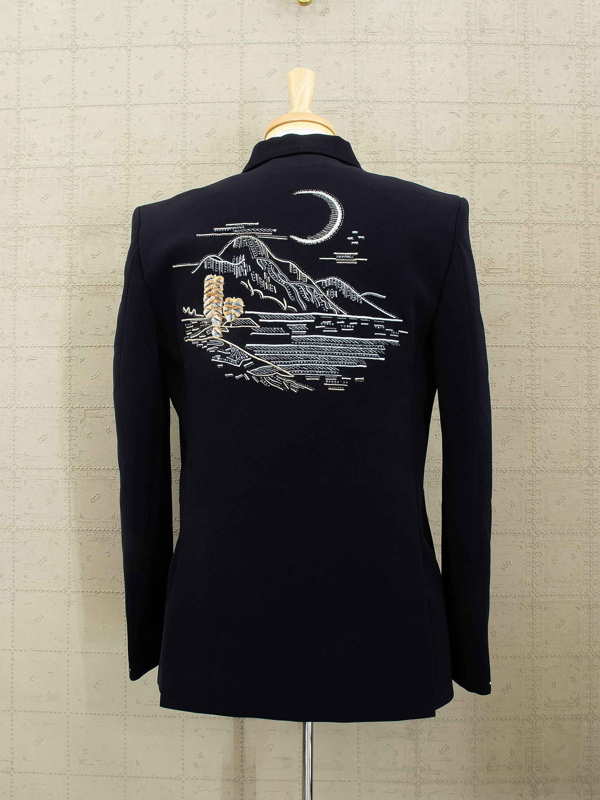 Regal After Dark | Navy Blue Embroidered After Party Jacket Set | Palkhi Fashion
