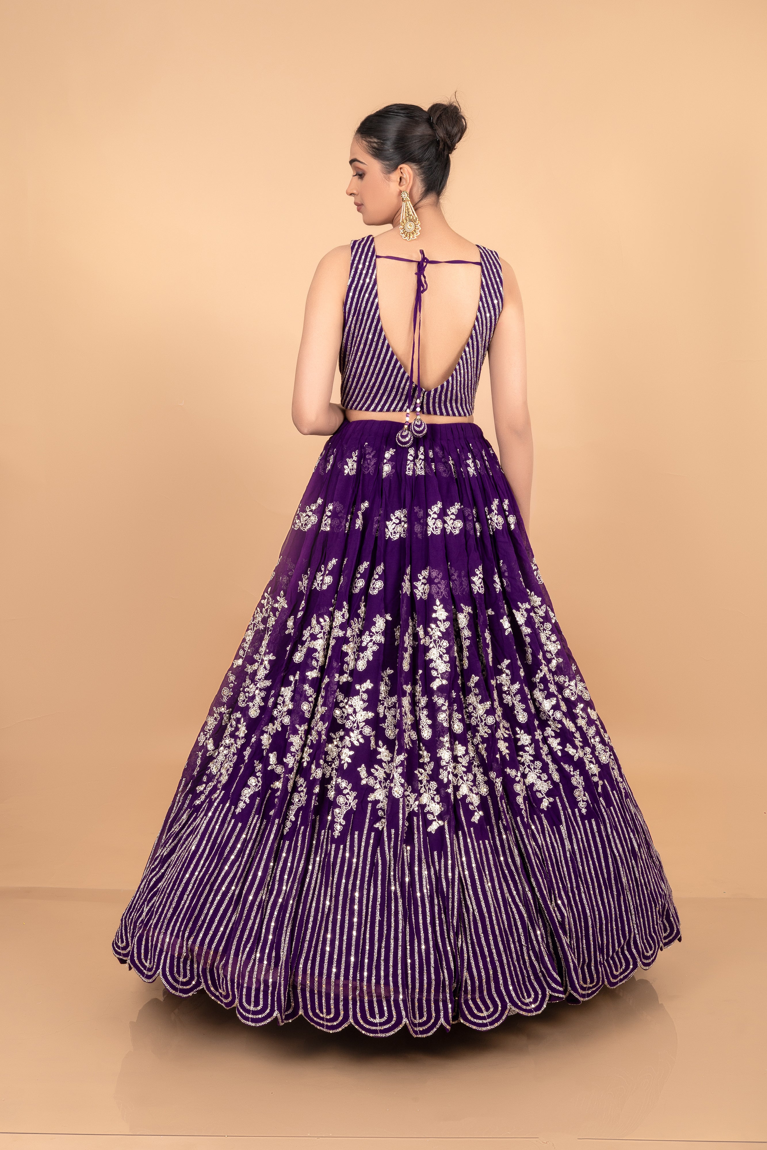 Palatial Purple: Embroidered Lehenga Choli with Attractive Designs