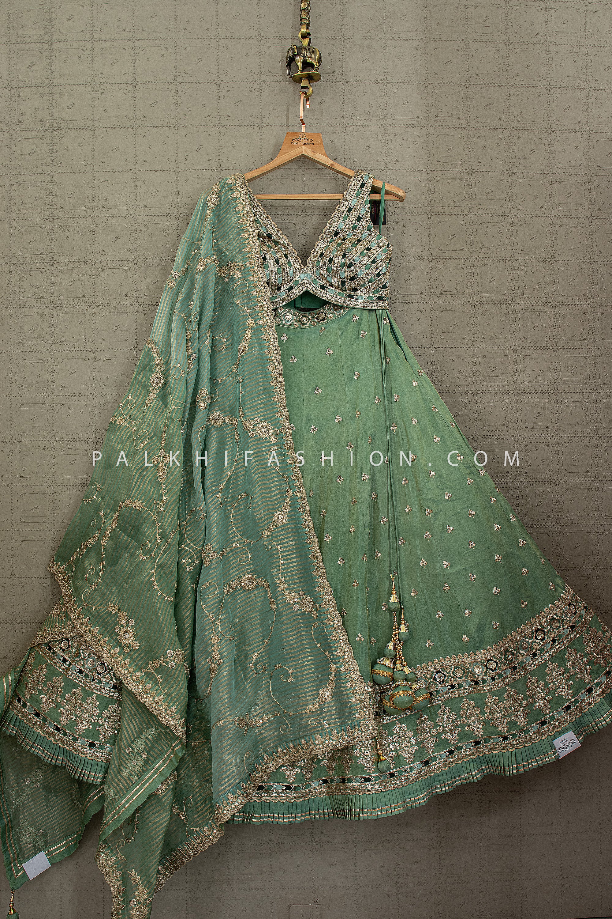 Dreamy Heritage Edit - Premium Mint Lehenga Choli with Stunning Blouse & Dupatta