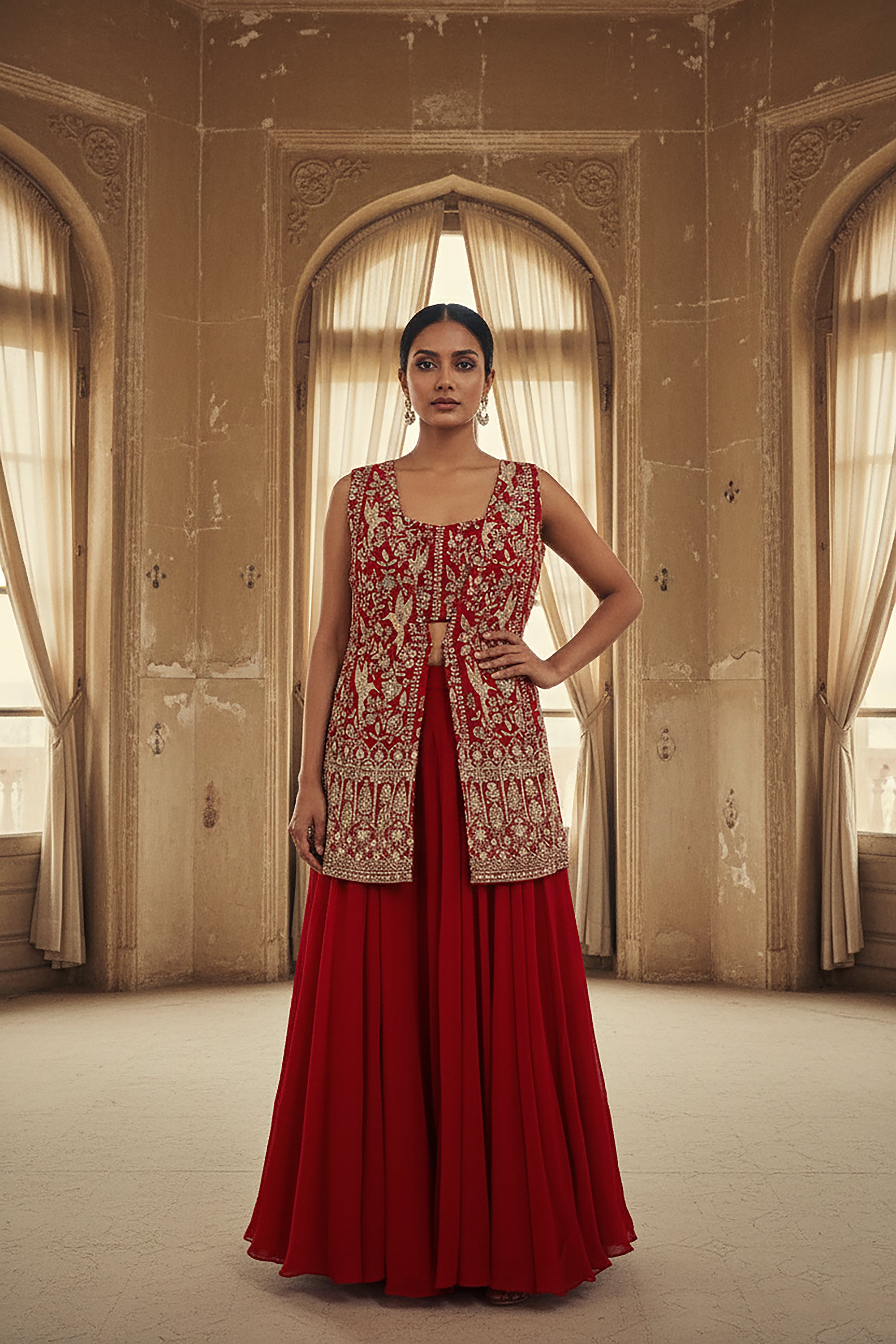 ❤️ Regal Radiance: Maroon Designer Embroidered Palazzo Suit Set – Palkhi Fashion
