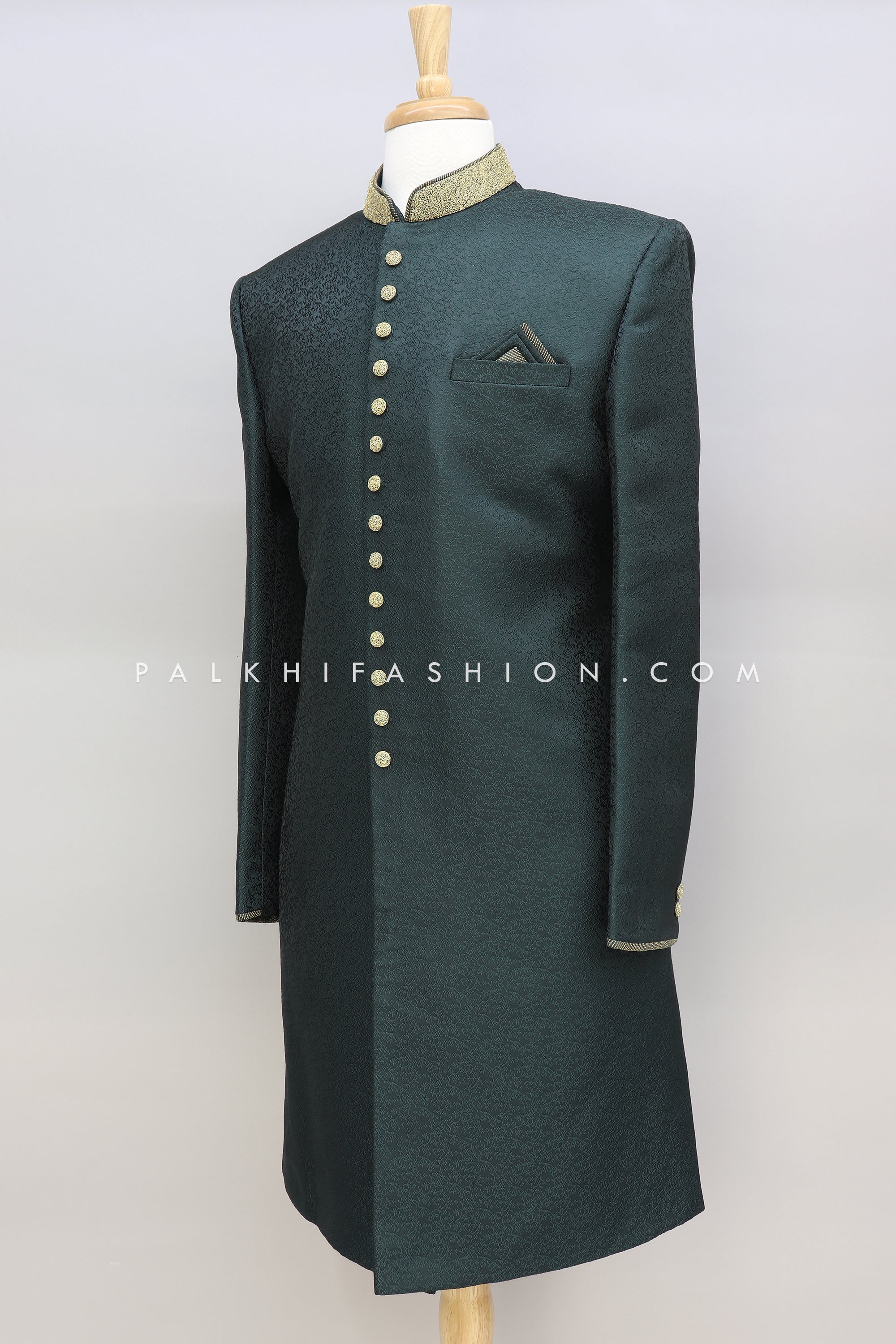 Teal Green Indo-Western Highlighted With Embroidery