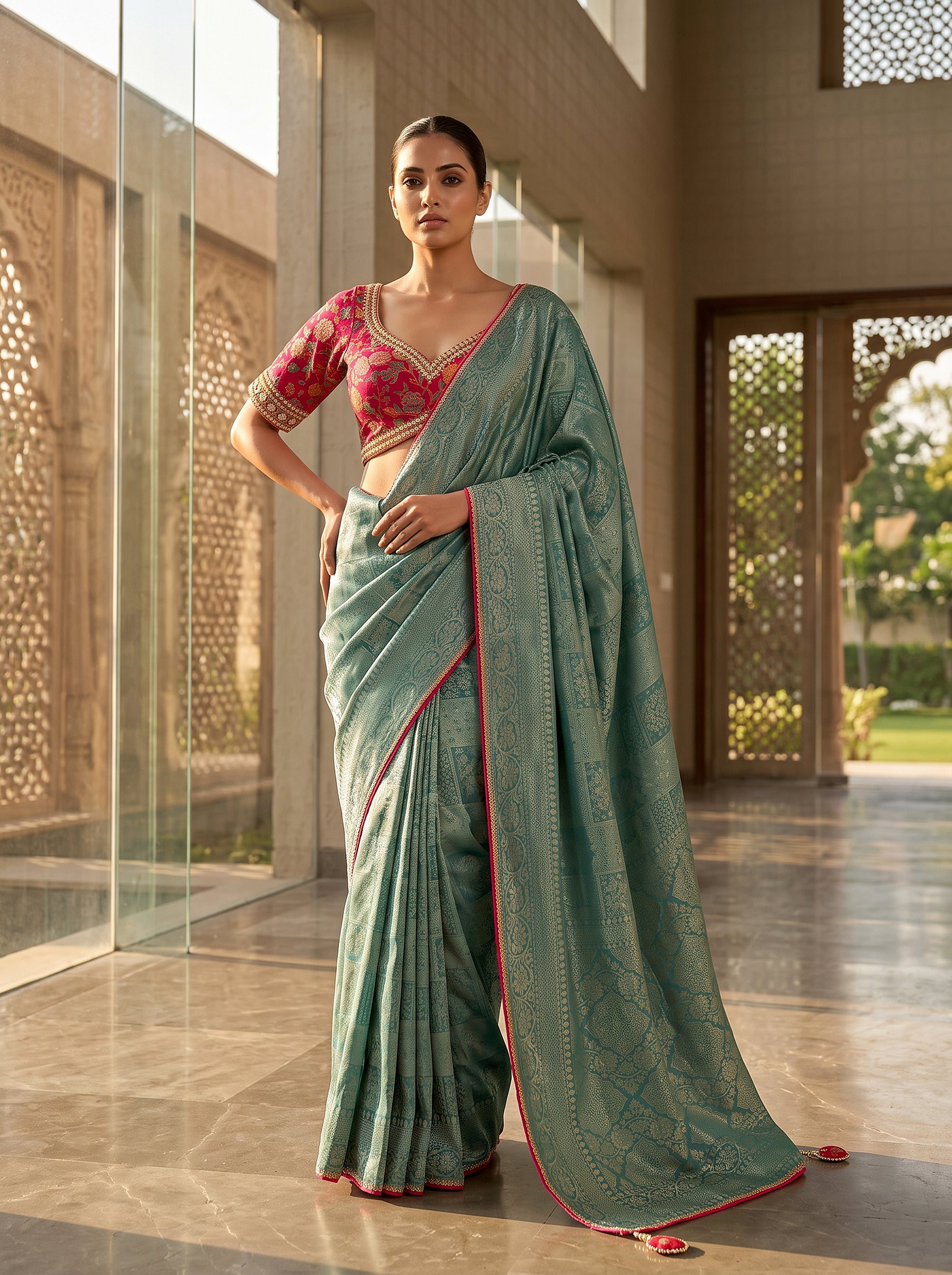 Baranasi Silk Weaving Saree With Designer Silk Blouse | Palkhi Fashion
