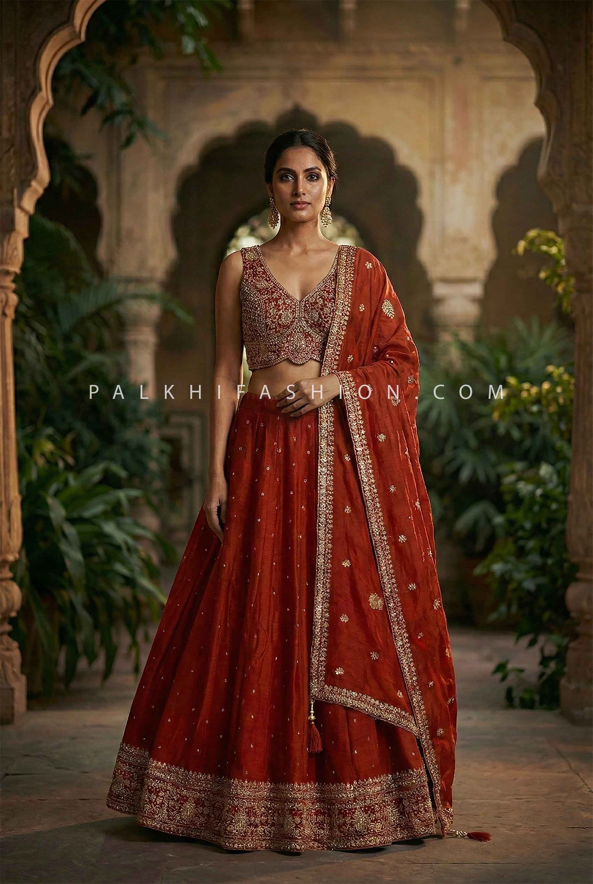 A Timeless Lehenga Choli Set with Elegant Embroidery | Palkhi Fashion Houston