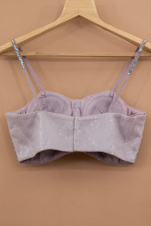 Amethyst Aura: Pure Georgette Lilac Lehenga Choli with Handwork Top – Palkhi Fashion