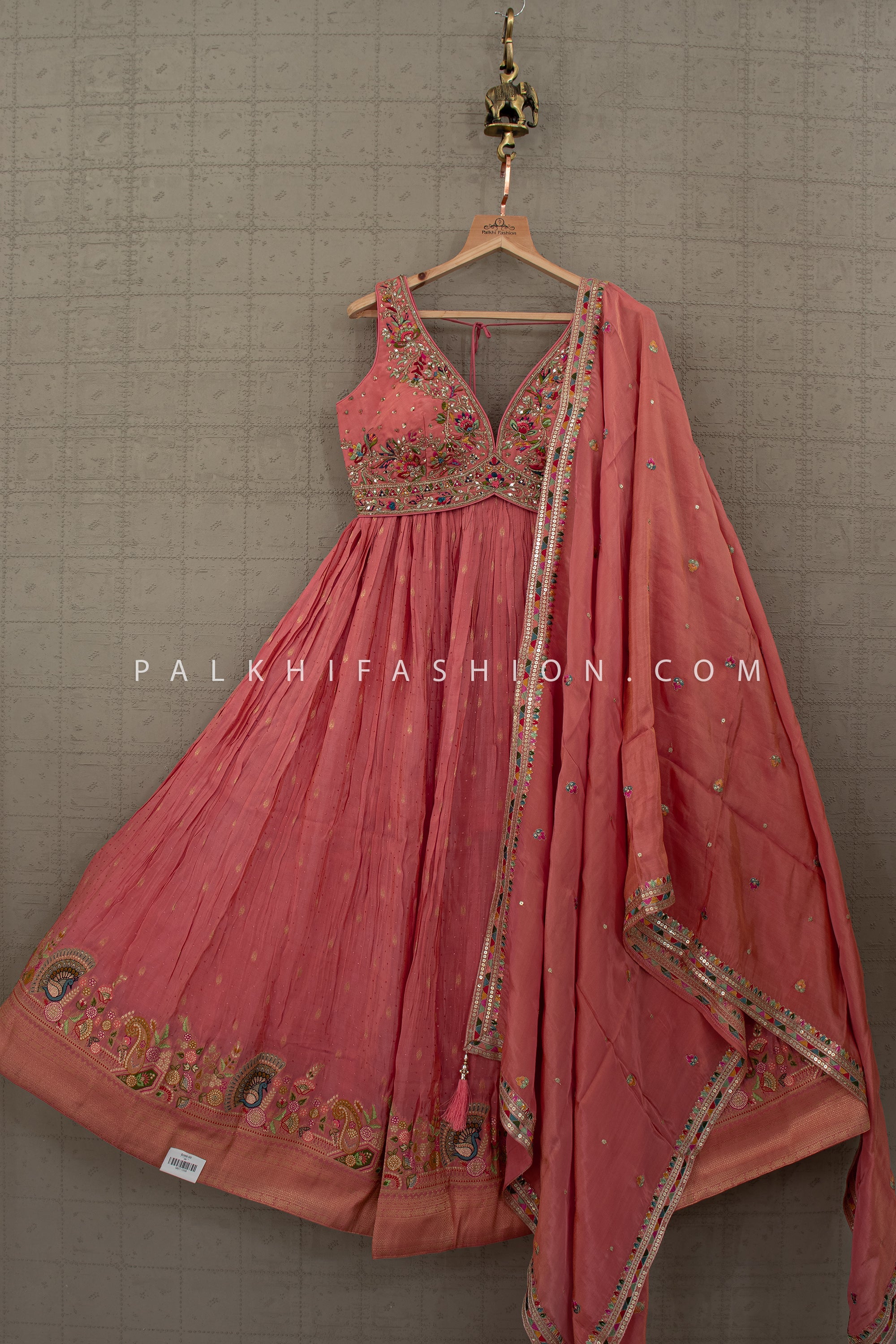 An Heirloom - Inspired Rose Lehenga — Artisanal Pearl, Stone & Thread Embroidery Ensemble | Palkhi Fashion Houston