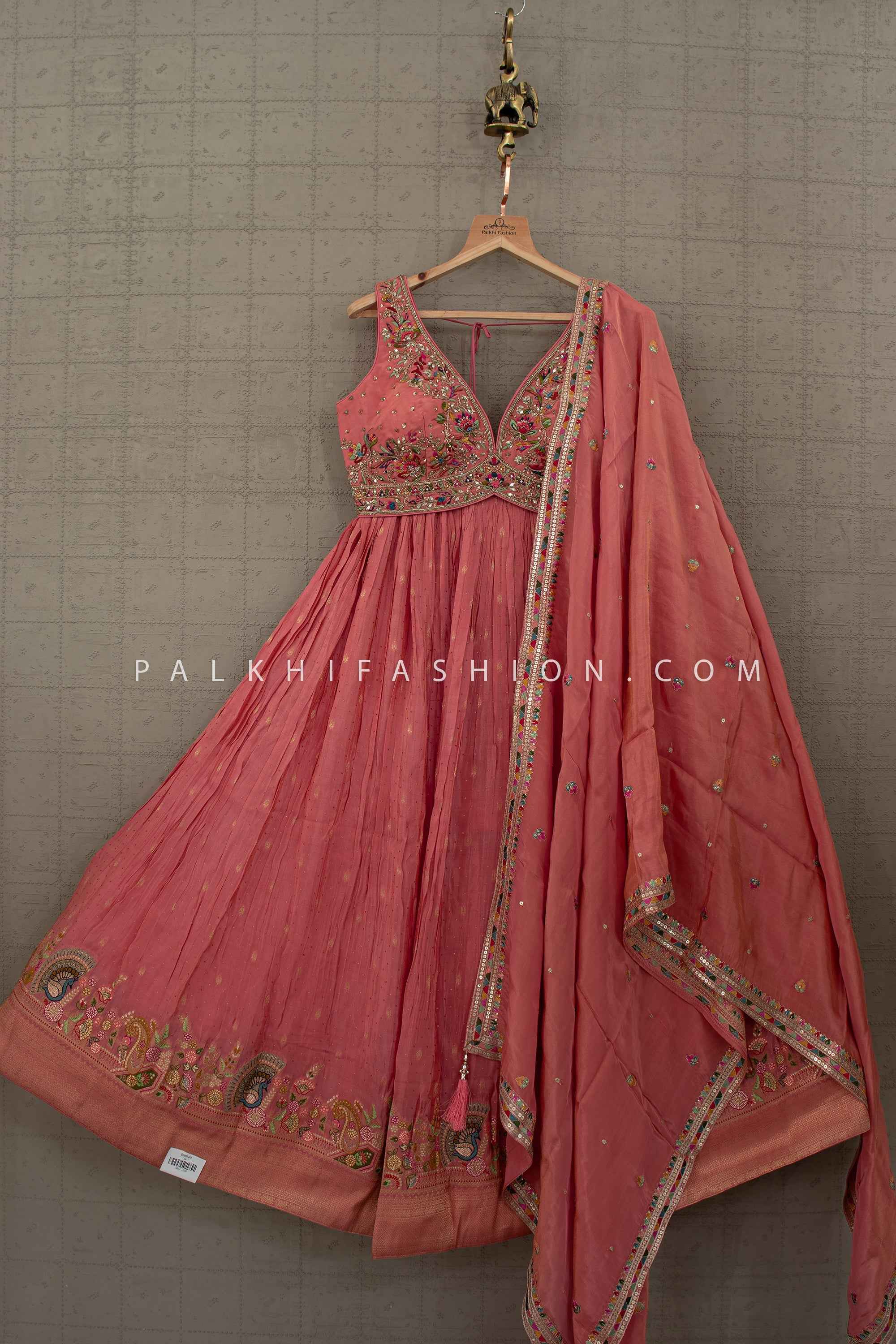 An Heirloom-Inspired Rose Lehenga — Artisanal Pearl, Stone & Thread Embroidery Ensemble | Palkhi Fashion Houston