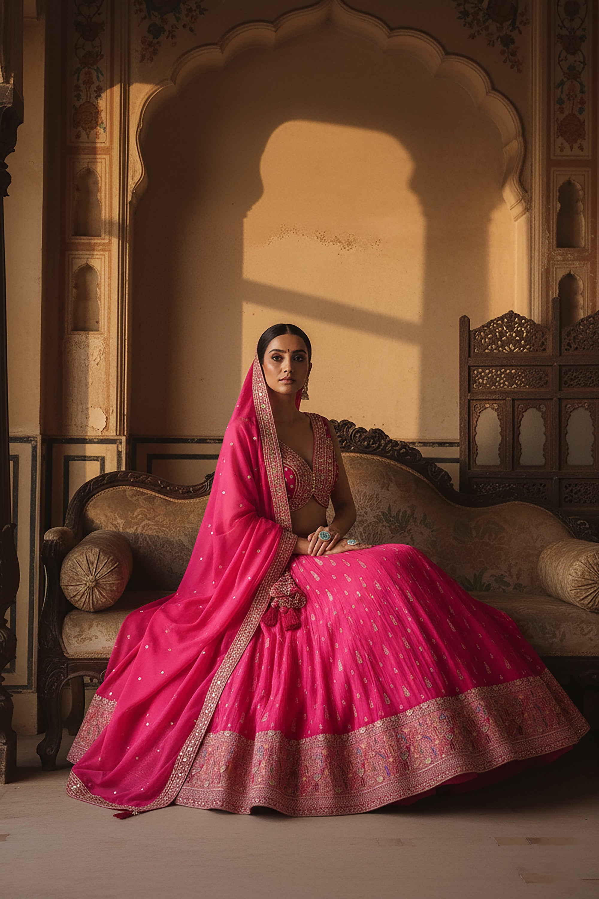 Banarasi Muse: Rani Pink Pure Silk Lehenga Choli with Handcrafted Blouse – Palkhi Fashion