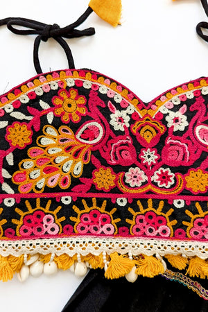 Black Cotton Chaniya Choli for Girls with Handcrafted Embroidery ā Palkhi Fashion