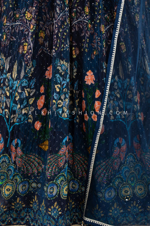 Blue Pure Georgette Indian Outfit with Multicolor Embroidery – Palkhi Fashion