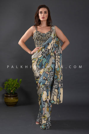 Celebrity - Style Ready - to - Wear Designer Saree With Embellished Blouse– Palkhi Fashion