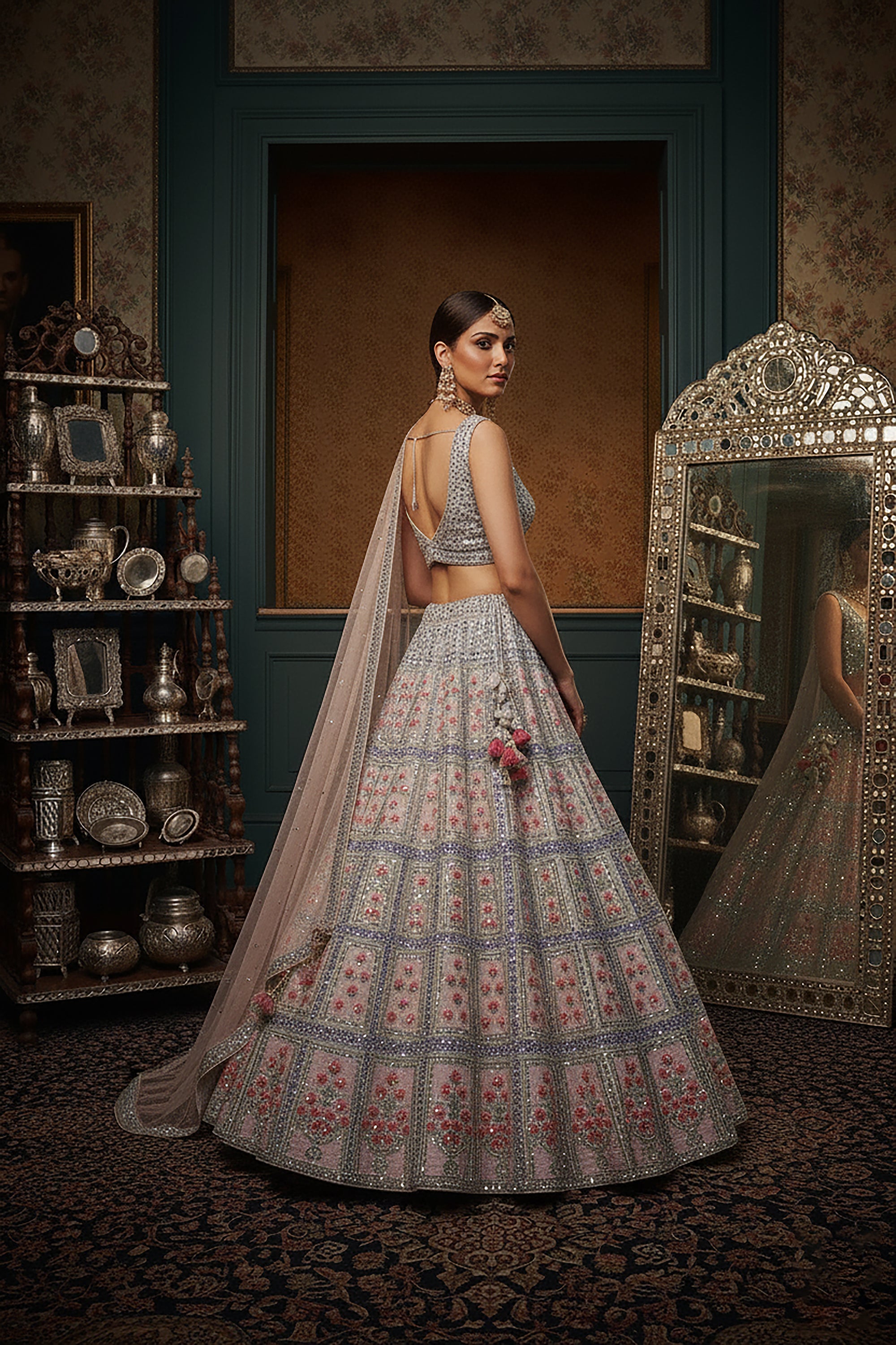 🤍 Celestial Heirloom: Pastel Mirror - Work Designer Lehenga Choli – Palkhi Fashion