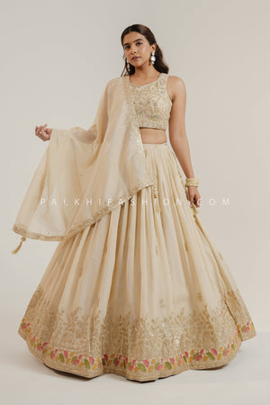 Champagne Color Lehenga Choli with Embroidery & Bead Work – Palkhi Fashion