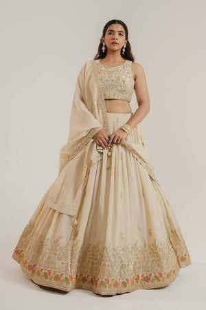 Champagne Color Lehenga Choli with Embroidery & Bead Work – Palkhi Fashion