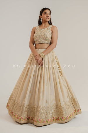Champagne Color Lehenga Choli with Embroidery & Bead Work – Palkhi Fashion