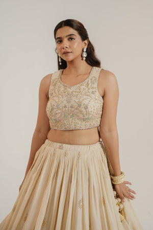 Champagne Color Lehenga Choli with Embroidery & Bead Work – Palkhi Fashion