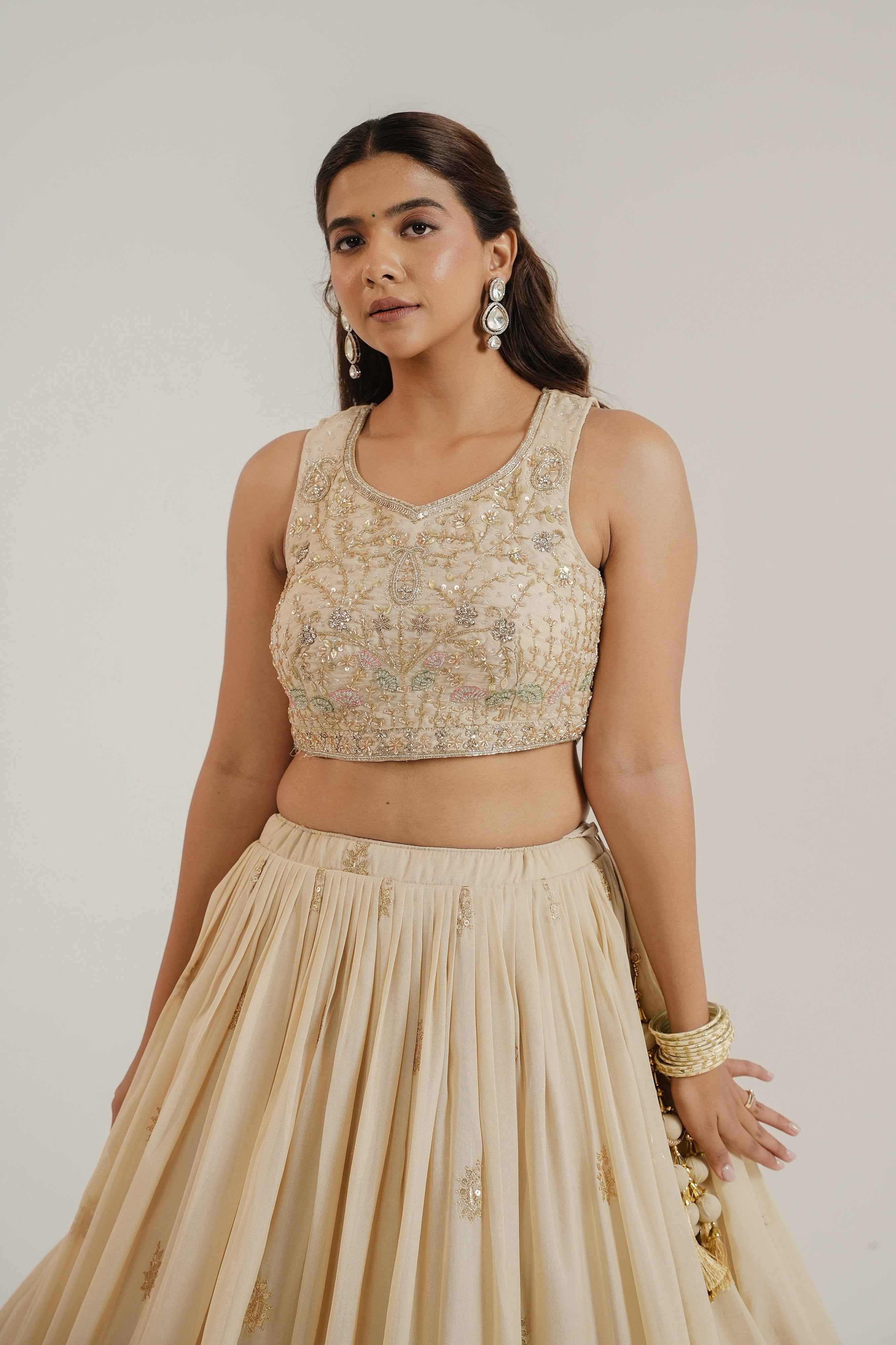 Champagne Color Lehenga Choli with Embroidery & Bead Work – Palkhi Fashion