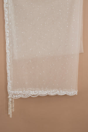 👑 Cloud of Pearls: Cream Designer Lehenga Choli with Beads & Cutdana – Palkhi Fashion