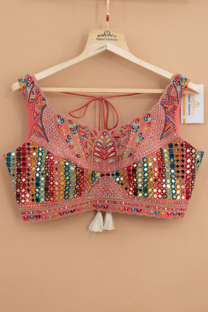 Couture Pastels: Champagne/Peach Lehenga Choli with Mirror - Work Blouse – Palkhi Fashion