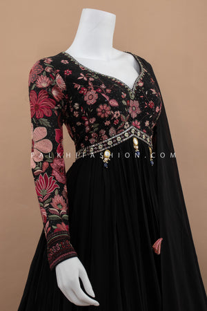 Designer Black Georgette Indian Outfit with Multicolor Embroidery – Palkhi Fashion