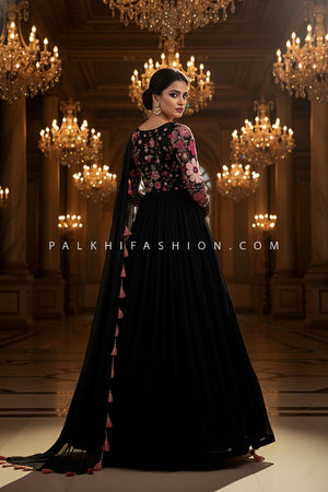 Designer Black Georgette Indian Outfit with Multicolor Embroidery – Palkhi Fashion