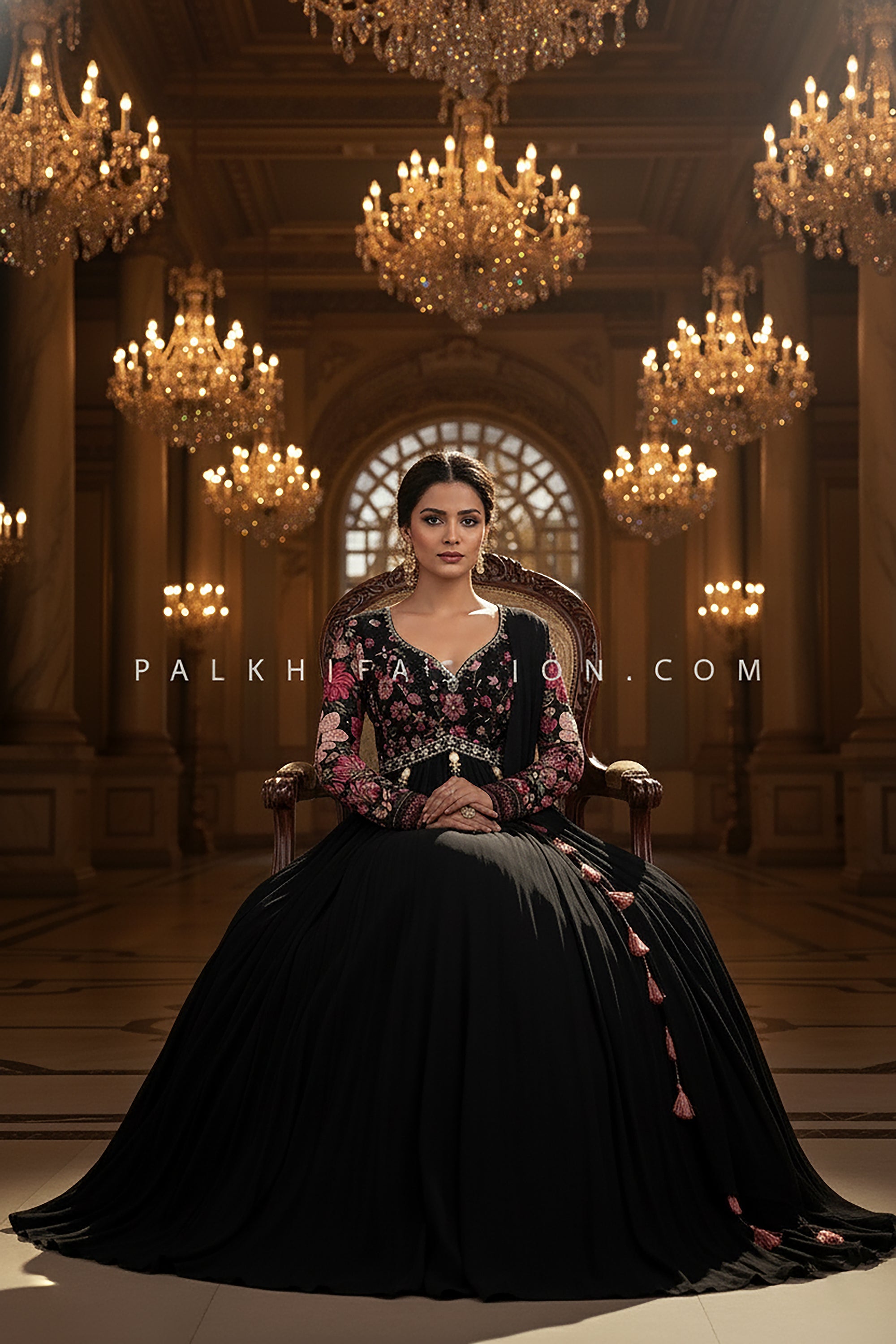 Designer Black Georgette Indian Outfit with Multicolor Embroidery – Palkhi Fashion
