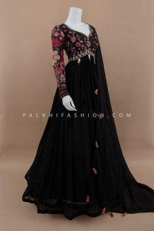 Designer Black Georgette Indian Outfit with Multicolor Embroidery – Palkhi Fashion