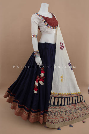 Designer Blue Mulmul Cotton Navratri Chaniya Choli– Palkhi Fashion