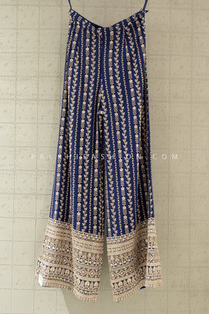 Designer Navy Blue Palazzo Set with Beaded Corset Top – Shop Palkhi Fashion