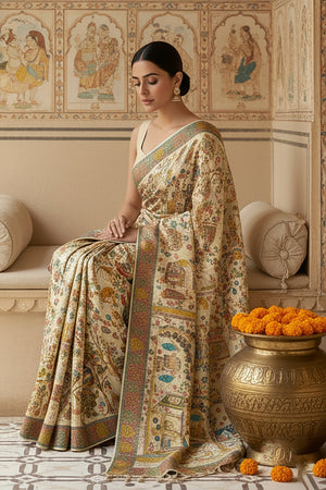 🪔 Divine Drapes: Ramayana Heritage Silk Saree – Palkhi Fashion