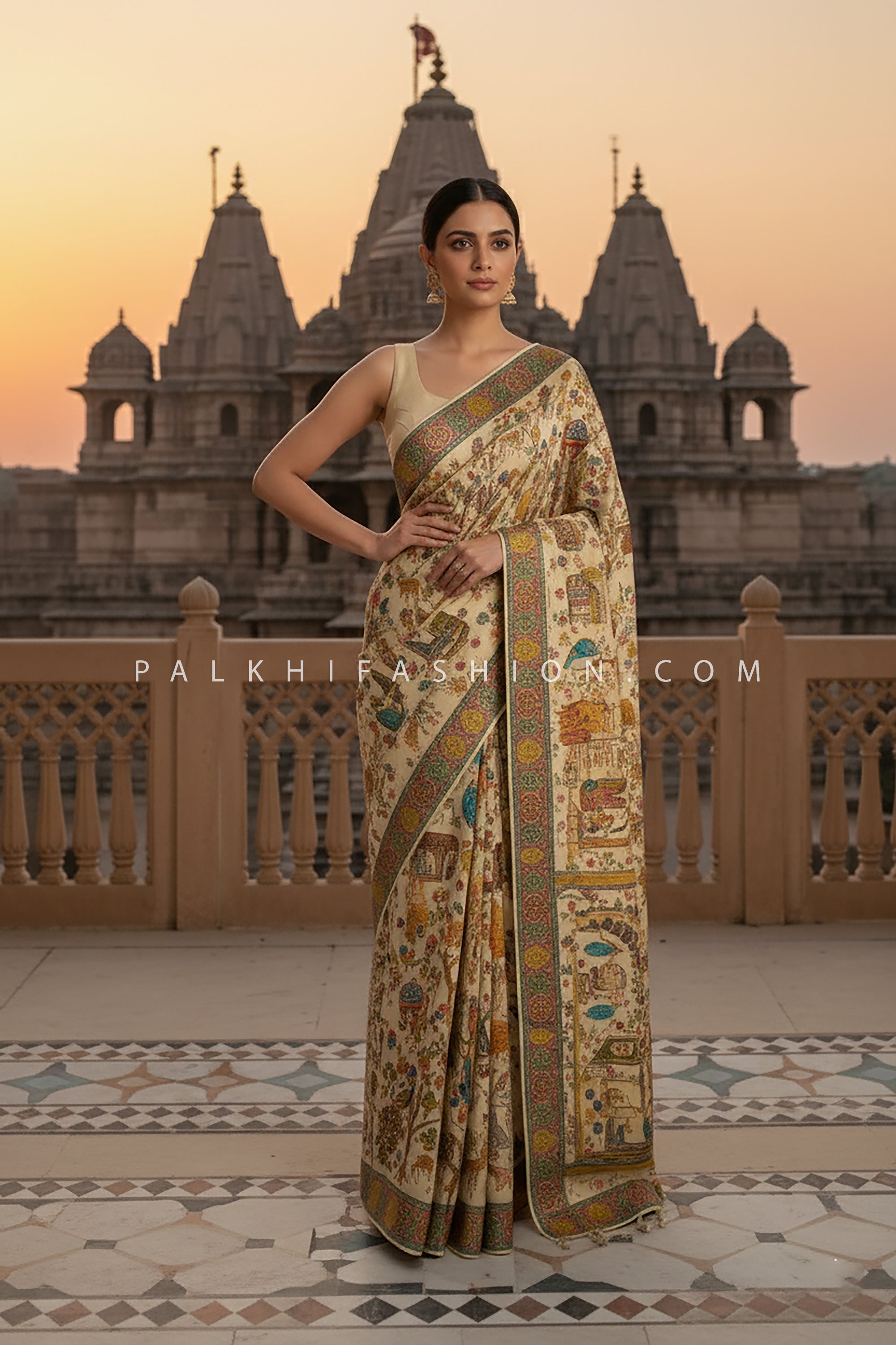 🪔 Divine Drapes: Ramayana Heritage Silk Saree – Palkhi Fashion