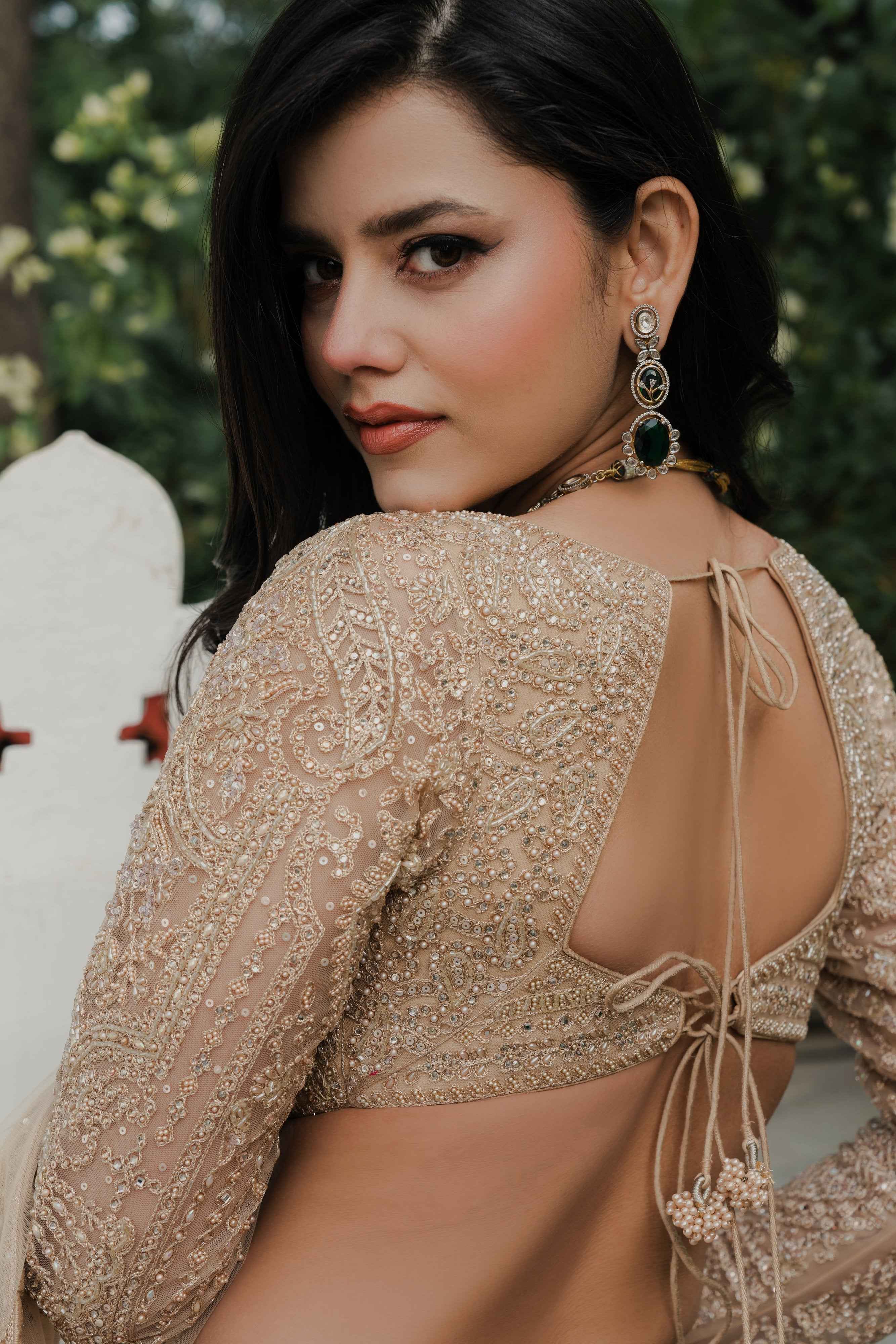 Divine Flair: Gold Tulle Celebrity Inspired Designer Lehenga Choli