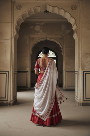 Elegant Maroon Navratri Chaniya Choli with Mirror & Embroidery – Palkhi Fashion