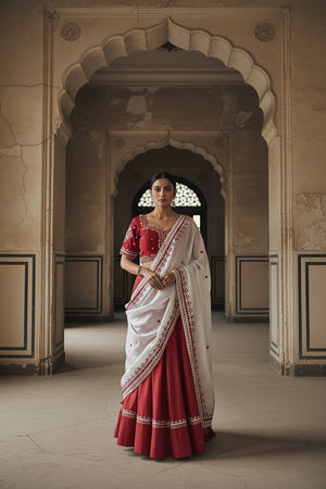 Elegant Maroon Navratri Chaniya Choli with Mirror & Embroidery – Palkhi Fashion