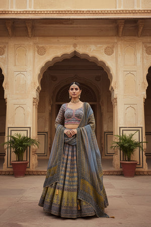 Elegant Multicolor Printed Silk Designer Lehenga Choli – Palkhi Fashion