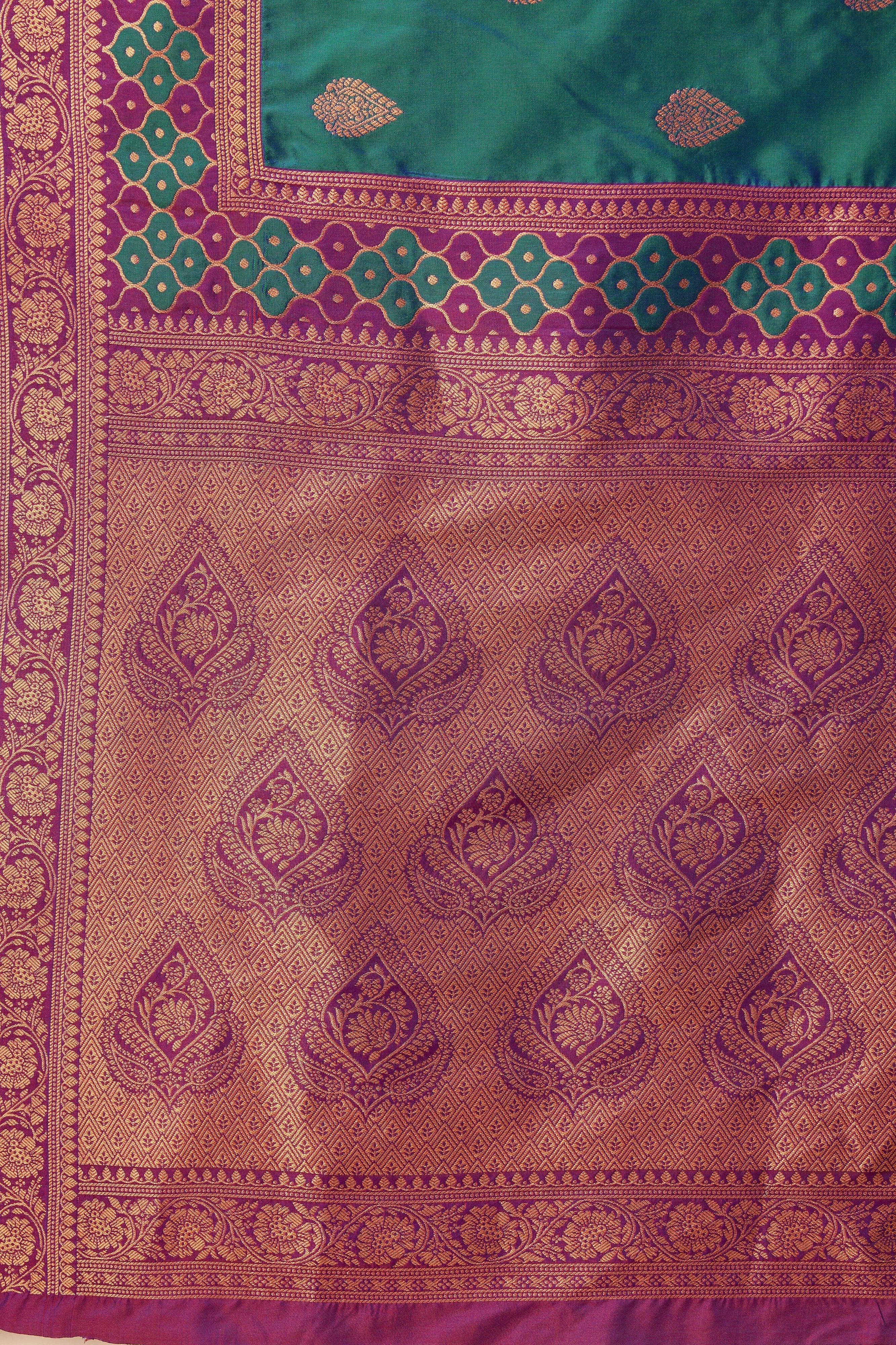 Elegant Teal - Purple Banarasi Saree with Rich Woven Pallu β Palkhi Fashion