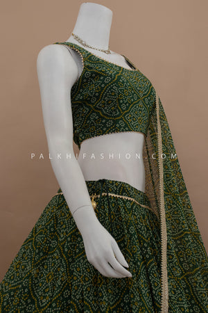 Emerald Spin: Georgette Full - Flair Bandhani Chaniya Choli – Palkhi Fashion