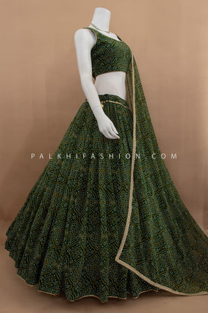 Emerald Spin: Georgette Full - Flair Bandhani Chaniya Choli – Palkhi Fashion