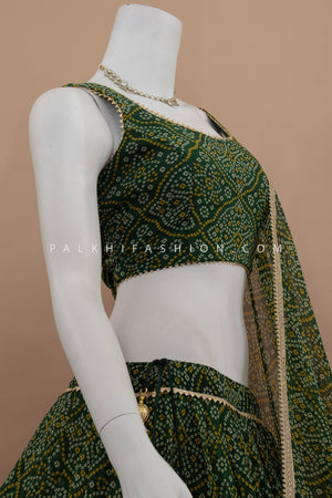 Emerald Spin: Georgette Full - Flair Bandhani Chaniya Choli – Palkhi Fashion