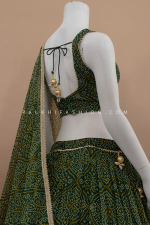 Emerald Spin: Georgette Full - Flair Bandhani Chaniya Choli – Palkhi Fashion