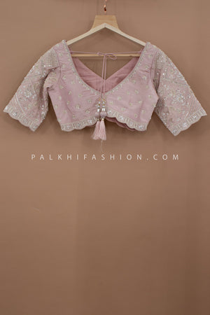 🌸 Ethereal Mauve: Pastel Mauve Designer Lehenga Choli with Handwork – Palkhi Fashion