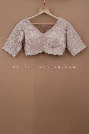 🌸 Ethereal Mauve: Pastel Mauve Designer Lehenga Choli with Handwork – Palkhi Fashion