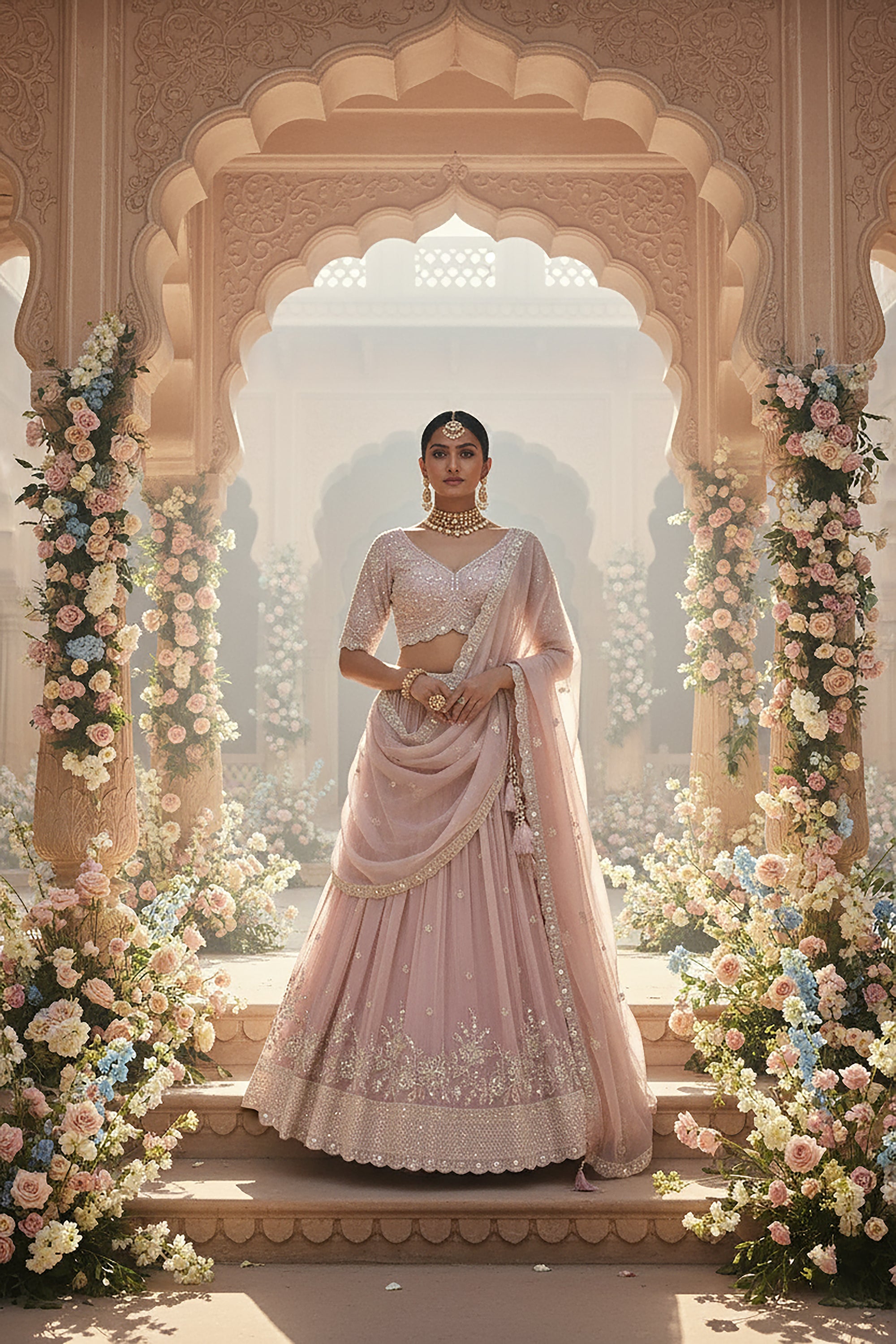 🌸 Ethereal Mauve: Pastel Mauve Designer Lehenga Choli with Handwork – Palkhi Fashion